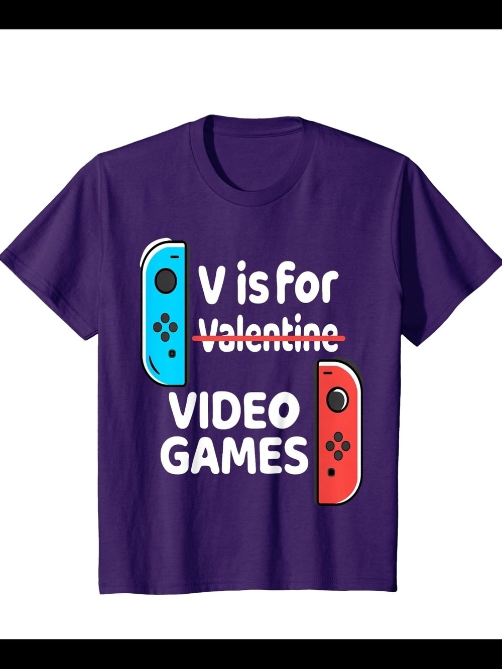 Purple "V is for Video Games" Valentines Day Boy Graphic Tee
